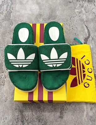 Auténtica sandalia/diapositiva Gucci GG/Adidas verde plataforma para hombre US10.5 EU44 GUCCI 10 Foto 1 de 4