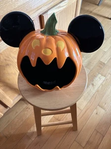 Disney Parks Halloween Mickey Ears Pumpkin Jack O Lantern Candy Bowl - Picture 1 of 13