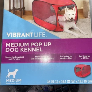 NEW Vibrant Life Soft-Sided 32 Pop Up Mesh Pet Kennel for Dogs Medium Up to 40lb - Picture 1 of 2