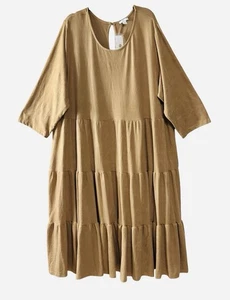 Cato Women’s 26/28 Tiered Long Maxi Tan Brown Soft Comfort Cottage Prairie NWT - Picture 1 of 8