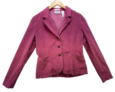 Villager By Liz Claiborne Womens Preppy Corduroy Blazer Jacket Size 6 Berry Pin - Image 1 of 4