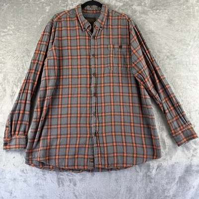 Northwest Territory Flannel Shirt Men’s 2XLT Gray Orange Plaid 100% Cotton - Image 1 of 4