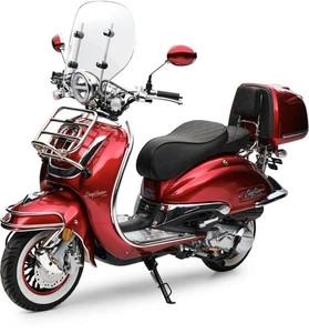 EasyCruiser Dunkelrot 125ccm Basic Retro Motor Roller Scooter Kleinkraftrad - Bild 1 von 12