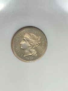 NGC MS65 1879 THREE CENT NICKEL  BEAUTIFUL LUSTER CHOICE GEM FATTY HOLDER - Picture 1 of 3