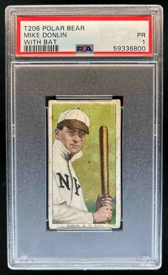 1909-11 T206 Polar Bear Mike Donlin Portrait Batting #MD Giants PSA 1 PR - Image 1 of 2