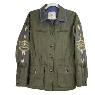 HEI HEI ANTHROPOLOGIE Olive Embroidered Utility FIELD Jacket Women S Military - Image 1 of 4