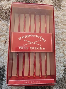 Vintage Williams Sonoma Glas Pfefferminz Getränk Rührstäbchen Swizzle 6er Set. Neu im Karton - Bild 1 von 2