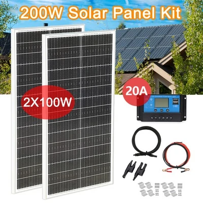 200W Glass Solarmodul Solarpanel Kit Monokristallin Photovoltaik Wohnmobil Boot - Bild 1 von 4