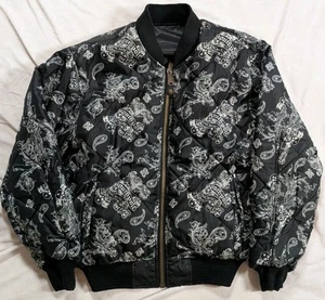 Vintage AOP Y2K Southpole Reversible Bomber Jacket Men’s Size S Skull Paisley - Picture 1 of 14