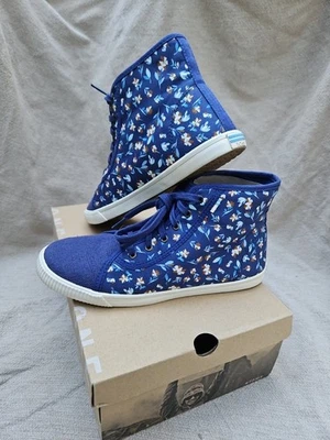 TOMS Camarillo High Top Sneakers Shoes Cobalt Blue Vintage Flowers 7.5  - Image 1 of 4