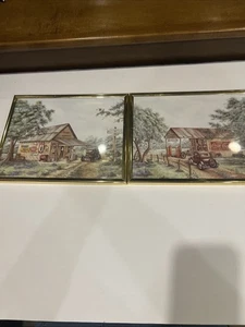 Set Of (2) Coca Cola Trieste Framed Prints Martin's Mike's Garage 8x10 1969 - Picture 1 of 6