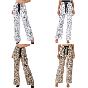 Womens Costume Cartoon Trousers Flannel Long Pants Casual Leopard Vacations - Picture 1 of 33