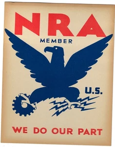 Original 1933 F D Roosevelt NRA National Recovery Administration Cardboard Sign - Picture 1 of 2