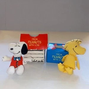 Peanuts Gang Mini Plush Figs W/Boxes & Sayings Applause Snoopy and Woodstock - Picture 1 of 4