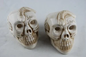 2 Sam's Restaurant Group Ryukyu Island Okinawa Japan Porcelain Skull Snake Tiki - Picture 1 of 9