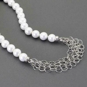 Collana in pietre dure e argento 925 con perle bianche shell made in italy - Foto 1 di 4