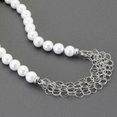 Collana in pietre dure e argento 925 con perle bianche shell made in italy - Immagine 1 di 4