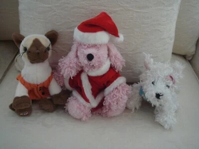 Ganz Webkinz Plush Pink Poodle, White Terrier, Siamese Cat Trio - Image 1 of 4