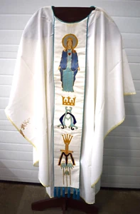Used Embroidered Marian Vestment, No Stole (CU1523) Chalice Co. - Picture 1 of 12