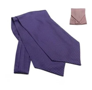 Ascot Herren Seide Rosa Tupfen Blau Halstuch Von Hals Violett Weiß M Italy - Picture 1 of 4