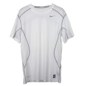 Nike ProCombat Dri-Fit Tee Men's Size Medium Fitted Short Sleeve White Gray - Picture 1 of 9