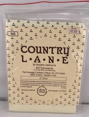 Aida Fabric Country Lane Leaf Circle Printed Border Green 14 Count 16X16 VTG - Image 1 of 2