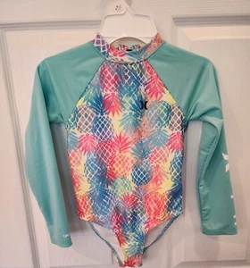 Little Girls Hurley One Piece UPF 50+ Long Sleeve Quick Dry Swimsuit Size 6x - Picture 1 of 6