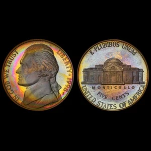 PR68DCAM 1998-S Jefferson Proof Nickel, PCGS Trueview- Rainbow Album Toned - Picture 1 of 7