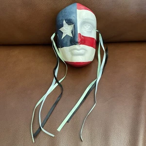 Vintage 1980 Cast Of Thousands Ceramic Face Mask Patriotic Claudia Cohen Marked - Picture 1 of 11