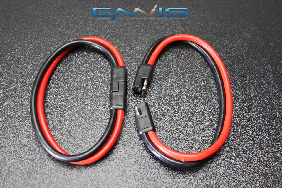 (2) 12 GAUGE QUICK DISCONNECT 2 PIN 10'' LEAD POLARIZED WIRE HARNESS AQK-12-12BG - Image 1 of 3