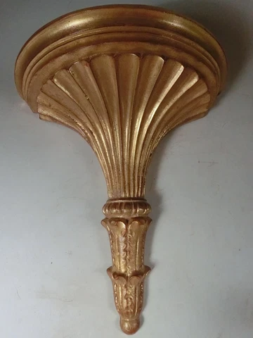 XXL 15” Inch Tall Gold Gilt Fluted Wall Bracket Shelf Italy French Grand Style Cover