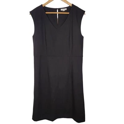 Garnet Hill Essential Black Shift Dress Sleeveless Short Classic Minimalist 8 - Image 1 of 4