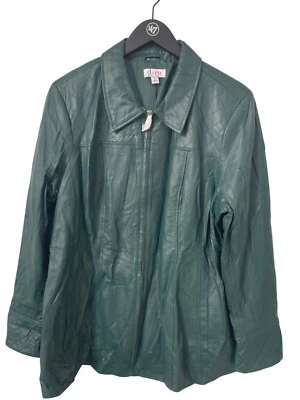 Denim and Company полный молнии выстеганная кожаная куртка женщин XL с подкладкой зеленый моды - Изображение 1 из 4