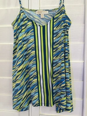 Camiseta sin mangas MICHAEL Kors patrón ondulado para mujer M lima brillante, blanco N azul Foto 1 de 4