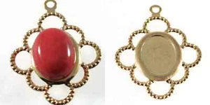 Drop, 100 Gold Plated Brass 19x17mm For 8x6mm Oval Cabochon Setting Mounts * - Picture 1 of 9