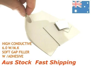 Very Soft Thermal Silicone High Conductive Pad 6 W/m.K With Adhesive CPU IC GPU - Picture 1 of 12