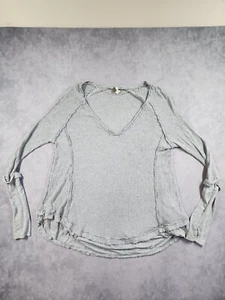 Free People We The Free Top Women's Medium Gray Waffle Knit Thermal Oversized - Picture 1 of 13