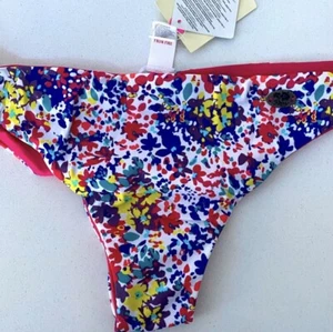 ROXY Womens Bikini Tie Bottoms Hot Pink Floral Print Size Large BNWT Free Post - Picture 1 of 7