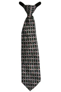 Generic Boys' Polyester Geometric Clip-On Neck Tie Black Multi 2 1/2" x 11" - Picture 1 of 2