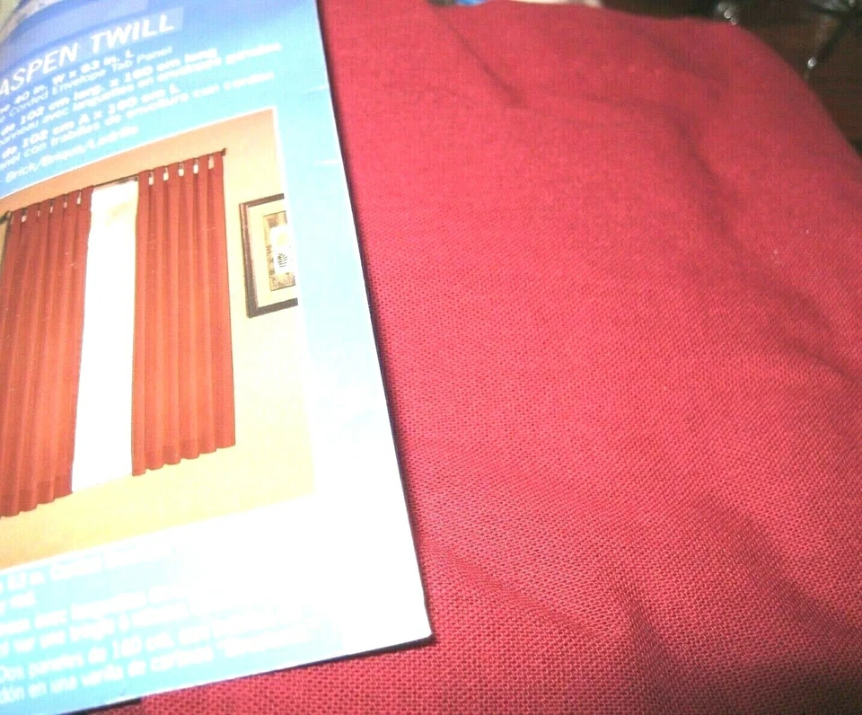 Designables Aspen Twill Drape Curtain Corded Envelope Tab Brick Red 40 x 63L NIP - Image 1 of 1