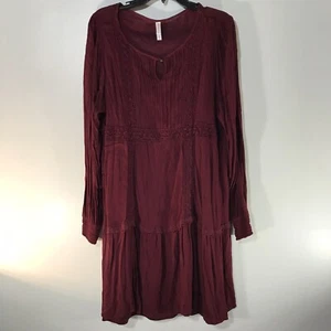 Xhilaration Burgandy Crochet Lace At Knee Dress Womens Size 2X - Picture 1 of 5