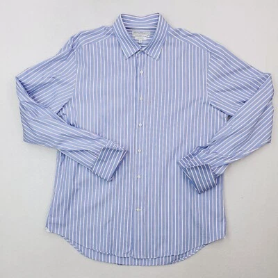 Camisa Salvatore Ferragamo Para Hombre 17 Azul Púrpura Rayas Abotonadas Puño Francés Foto 1 de 4