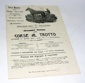 CORSE AL TROTTO MODENA 1903 PROGRAMMA UFFICIALE (2194) - Picture 1 of 1