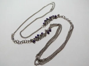 Collar largo multicadena con cuentas moradas 42-44 pulgadas - Imagen 1 de 3
