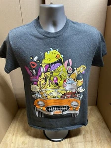 Nickelodeon 90’s Cartoon Characters Dark Gray Short Sleeve Shirt Small 17” X 25” - Picture 1 of 8