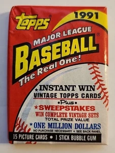 (3) 1991 Topps Baseball Wachs Pack 15 Karten - Bild 1 von 2