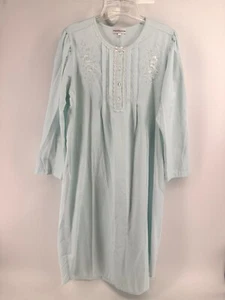Miss Elaine Vintage Nightgown Medium Embroidery Lace Light Blue Grandmacore - Picture 1 of 12