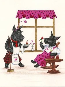 1.5x2 DOLLHOUSE MINIATURE PRINT OF PAINTING RYTA 1:12 SCALE SCOTTISH TERRIER  - Picture 1 of 1
