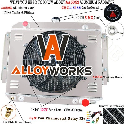 Ventilador de cubierta de radiador de 3 filas para Dodge D200 D300 W200 W300 1971-1979 5,2 L 5,9 L V8 Foto 1 de 4