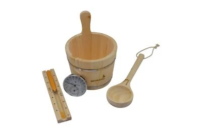 SPIRATO Saunakübel Sauna Zubehör Set Aufgusseimer Kelle Sanduhr etc